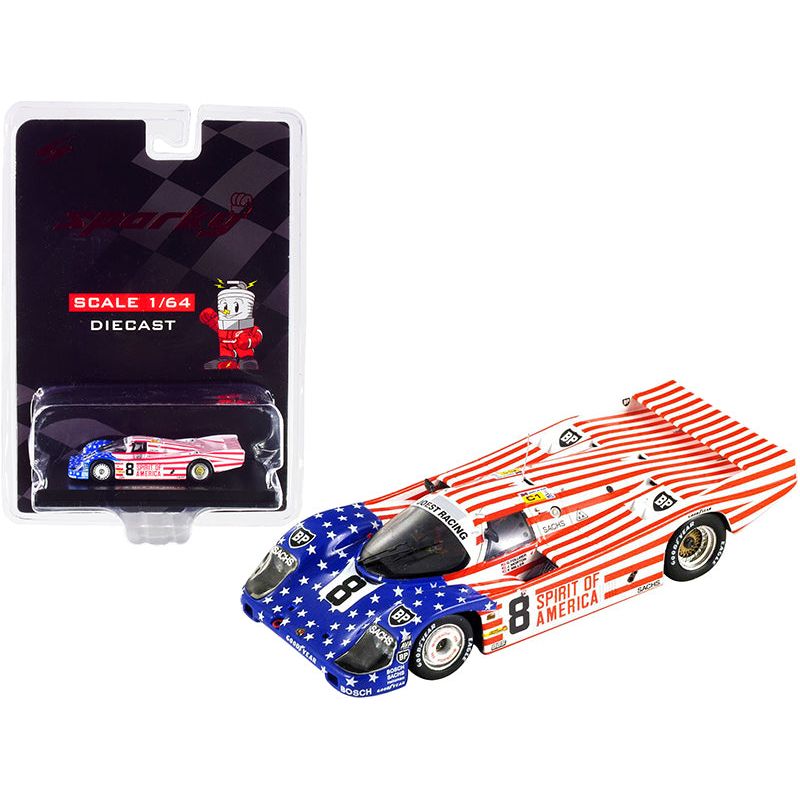 Porsche 956 #8 G. Follmer - J. Morton - K. Miller "Spirit of America" 3rd Place 24 Hours of Le Mans (1986) 1/64 Diecast Model Car by Sparky