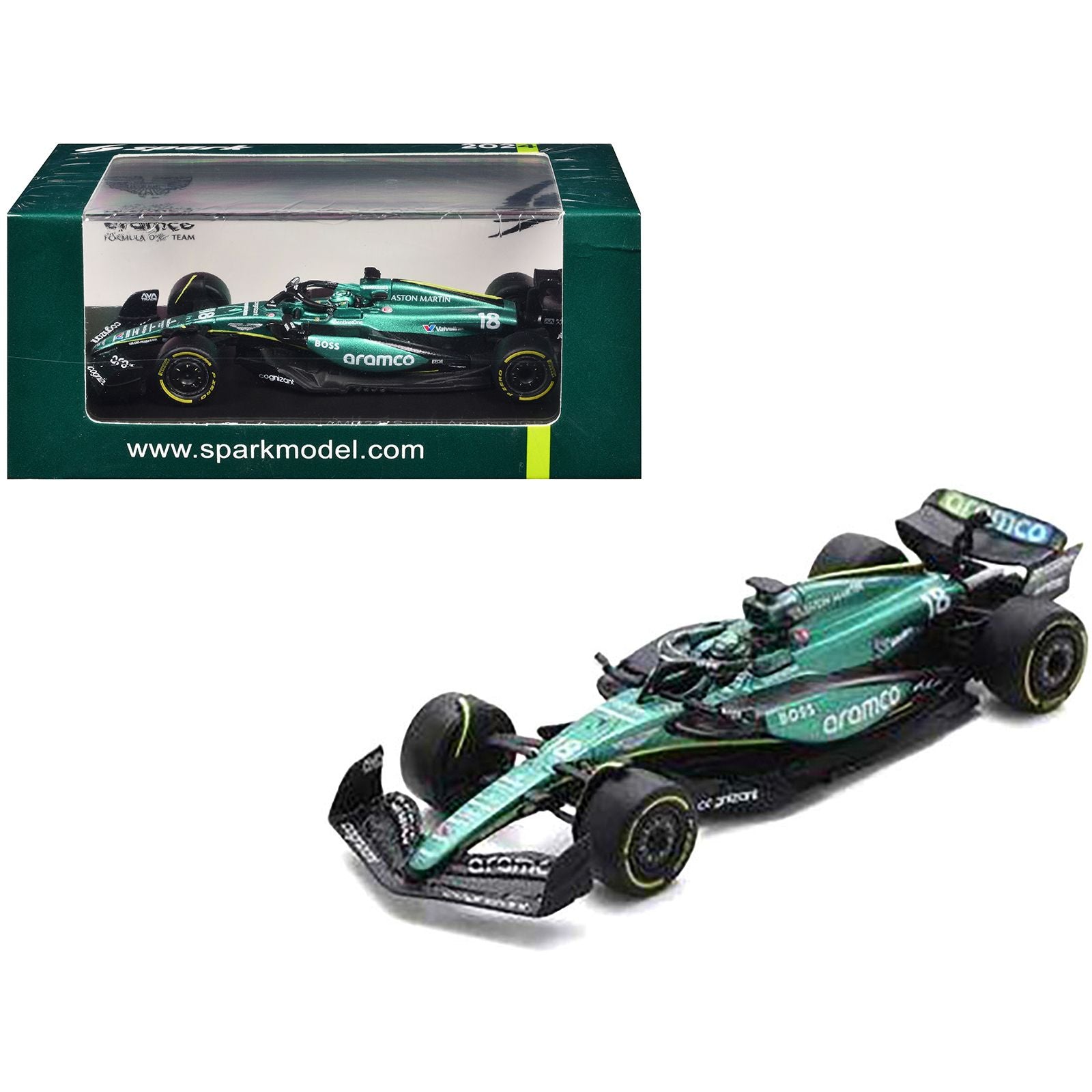 Aston Martin AMR24 #18 Lance Stroll Formula One F1 "Saudi Arabian GP" (2024) 1/64 Diecast Model Car by Spark
