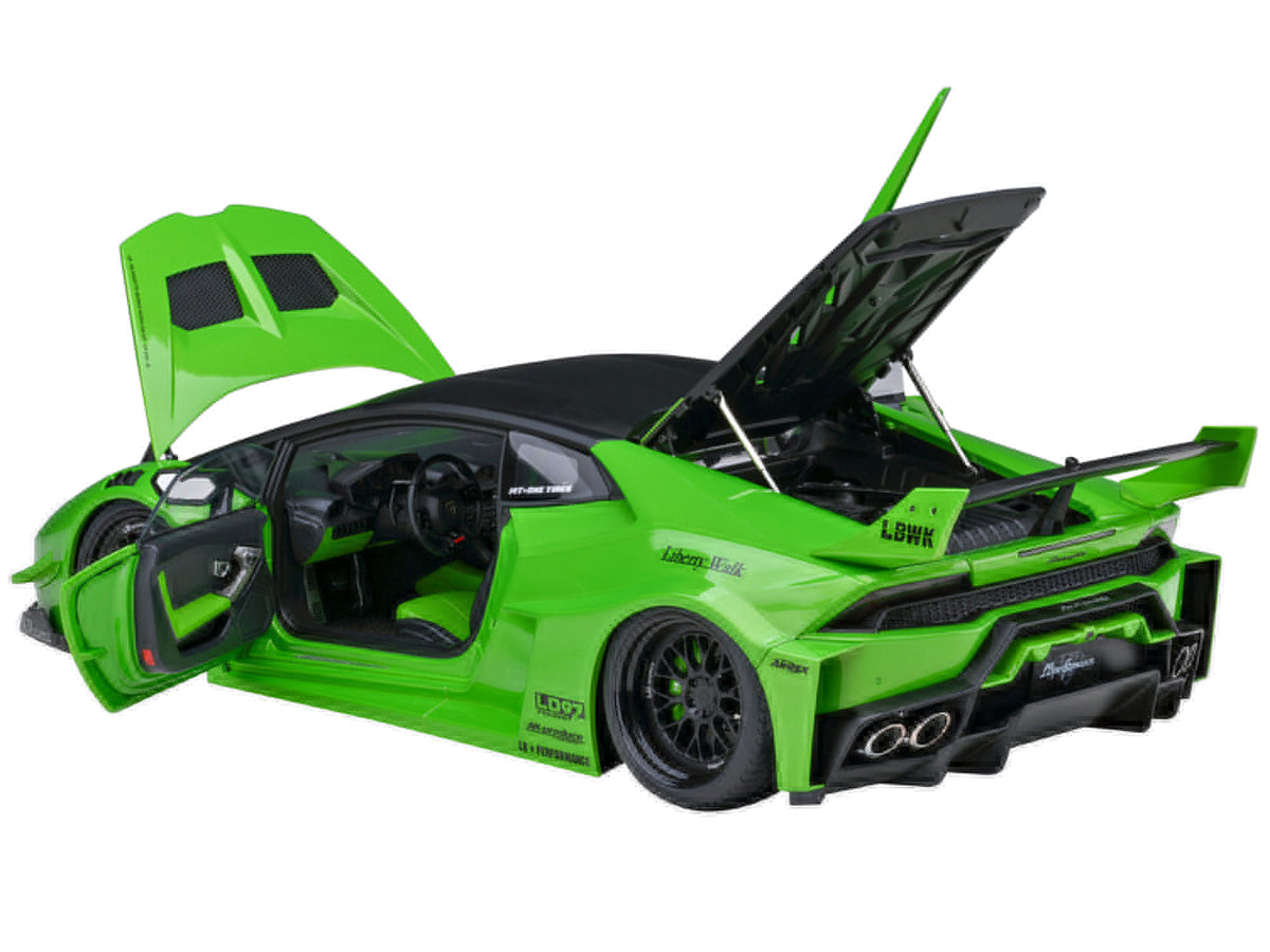 Lamborghini Huracan GT "LB-Silhouette Works" Pearl Green Metallic with Black Top 1/18 Model Car by Autoart - view 2