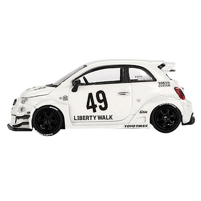 ABARTH 595 49 "LB - Works x Abas Works" Gara White Limited Edition 1/64 Diecast Model Car by Mini GT - Mini GT - ModelCars.com
