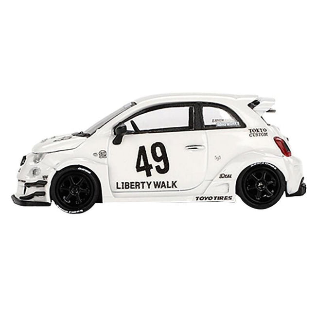 ABARTH 595 #49 "LB-Works x Abas Works" Gara White Limited Edition 1/64 Diecast Model Car by Mini GT-Mini GT-ModelCars.com