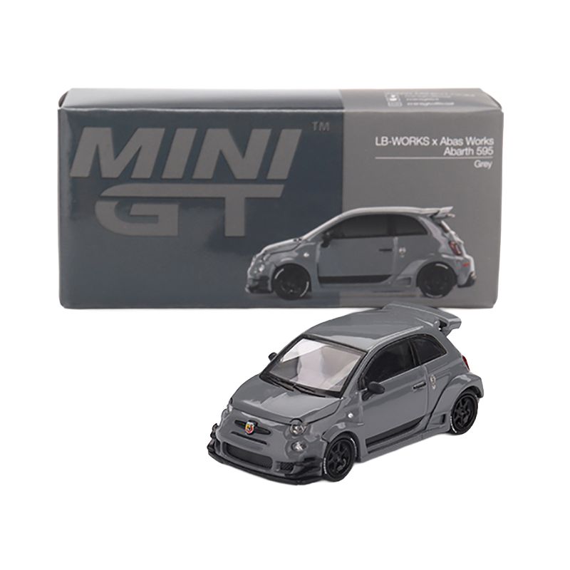 ABARTH 595 #49 "LB-Works x Abas Works" Gray Limited Edition 1/64 Diecast Model Car by Mini GT-Mini GT-ModelCars.com
