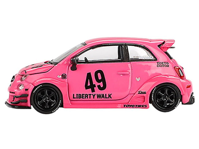 ABARTH 595 #49 "LB-Works x Abas Works" Pink Limited Edition 1/64 Diecast Model Car by Mini GT-Mini GT-ModelCars.com