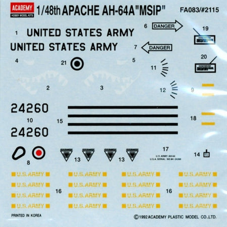 Academy 1/48 AH-64A Apache Helicopter Hawk-Academy-ModelCars.com