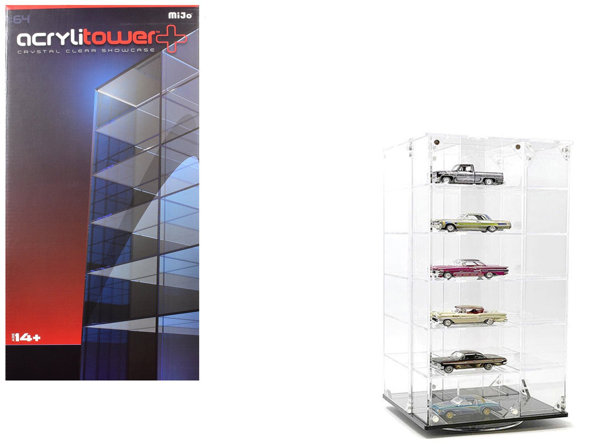 Acrylitower Showcase 24 Car Display Desktop Spinner with Cover Clear "Mijo Exclusives" for 1/64 Scale Models-Other-ModelCars.com
