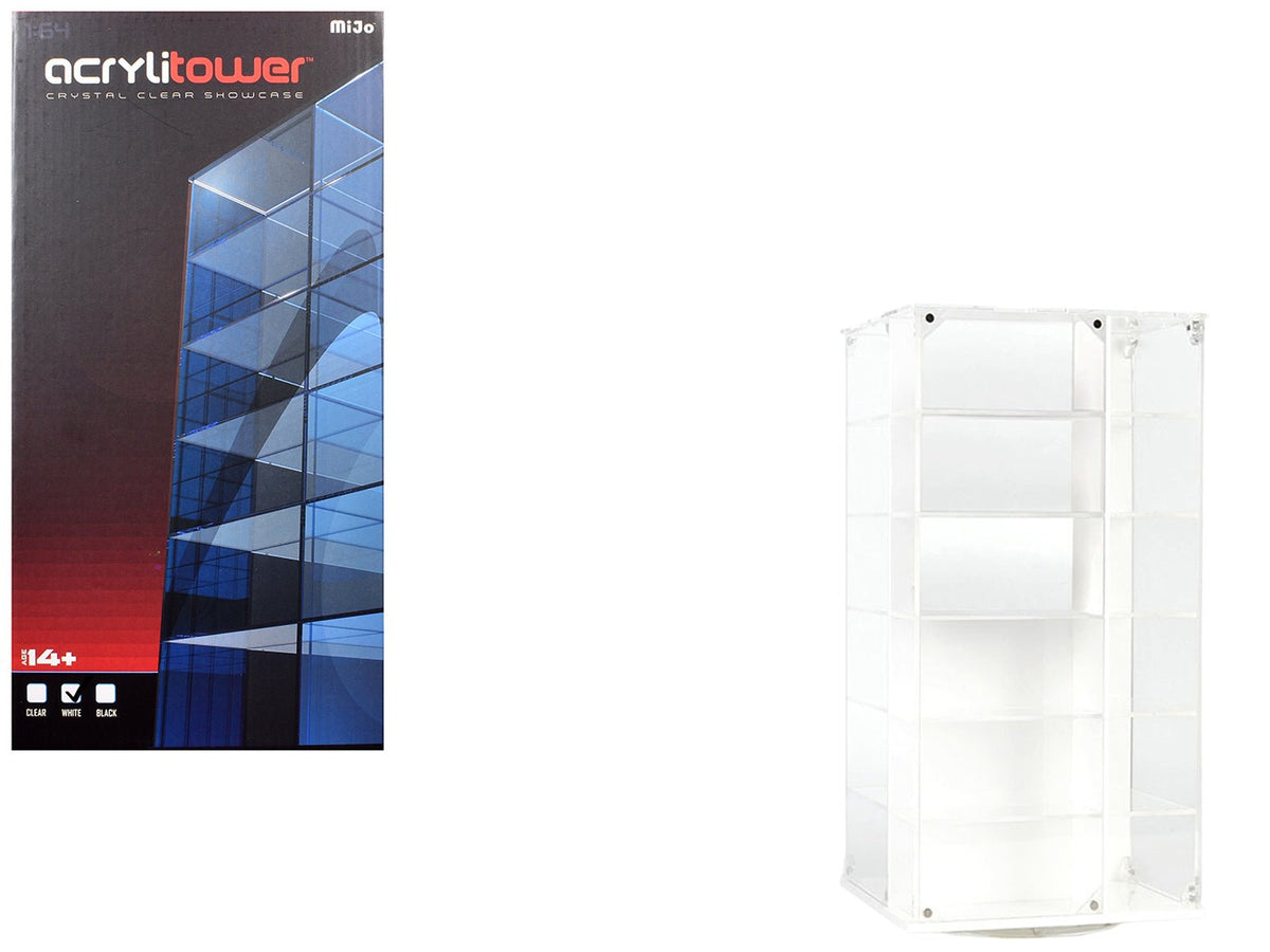 Acrylitower Showcase 24 Car Display Desktop Spinner with Cover White "Mijo Exclusives" for 1/64 Scale Models-Other-ModelCars.com