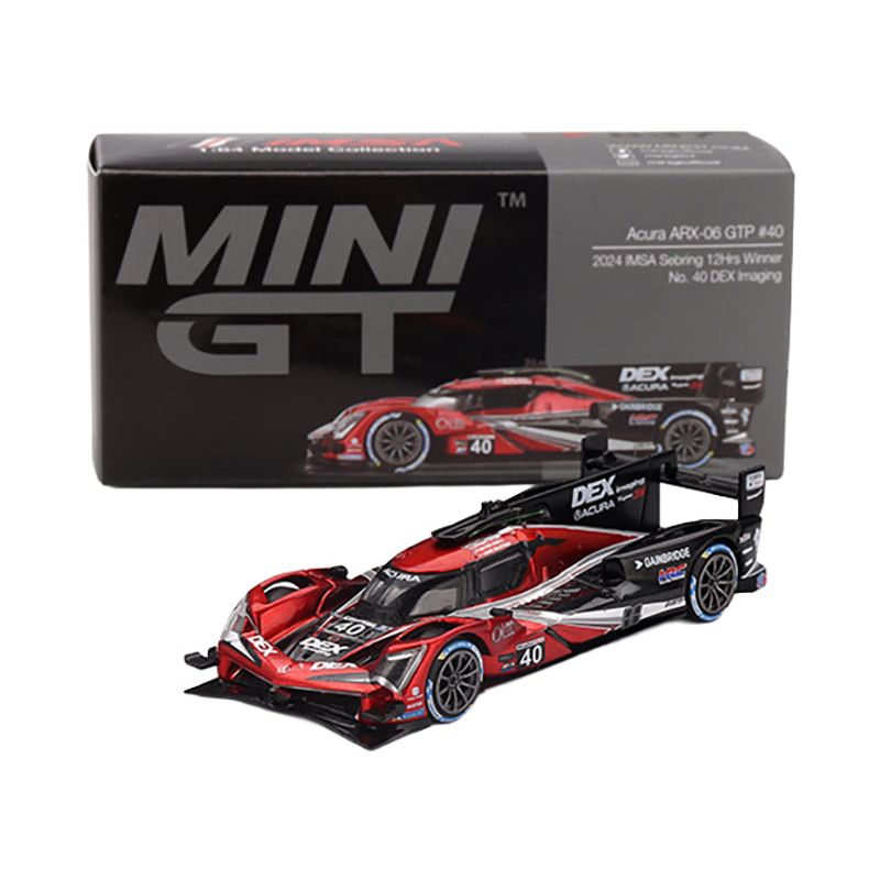 Acura ARX-06 GTP #40 Louis Deletraz - Colton Herta - Jordan Taylor "Wayne Taylor Racing with Andretti" Winner IMSA "12 Hours of Sebring" (2024) Limited Edition 1/64 Diecast Model Car by Mini GT-Mini GT-ModelCars.com