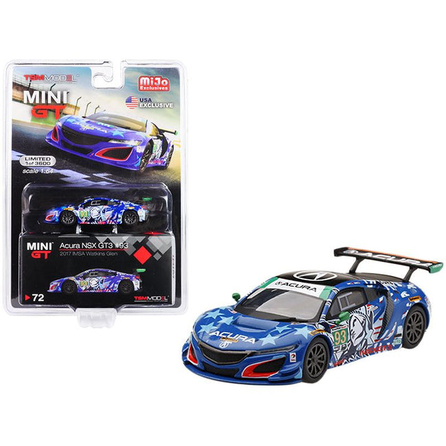 Acura NSX GT3 93 "Statue of Liberty" 2017 IMSA Watkins Glen Limited Edition to 3600 pieces Worldwide 1/64 Diecast Model Car by Mini GT - Mini GT - ModelCars.com