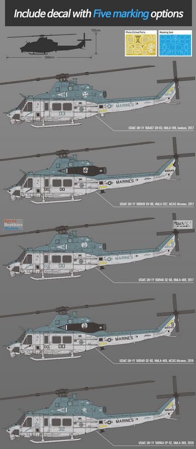 ACY12138 Academy 1/35 UH1Y Venom USMC Helicopter-Academy-ModelCars.com