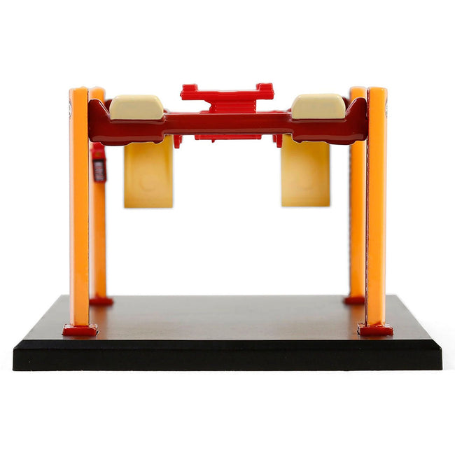 Adjustable Four - Post Lift "Busted Knuckle Garage" Red and Yellow "Four - Post Lifts" Series 6 1/64 Diecast Model by Greenlight - Greenlight - ModelCars.com