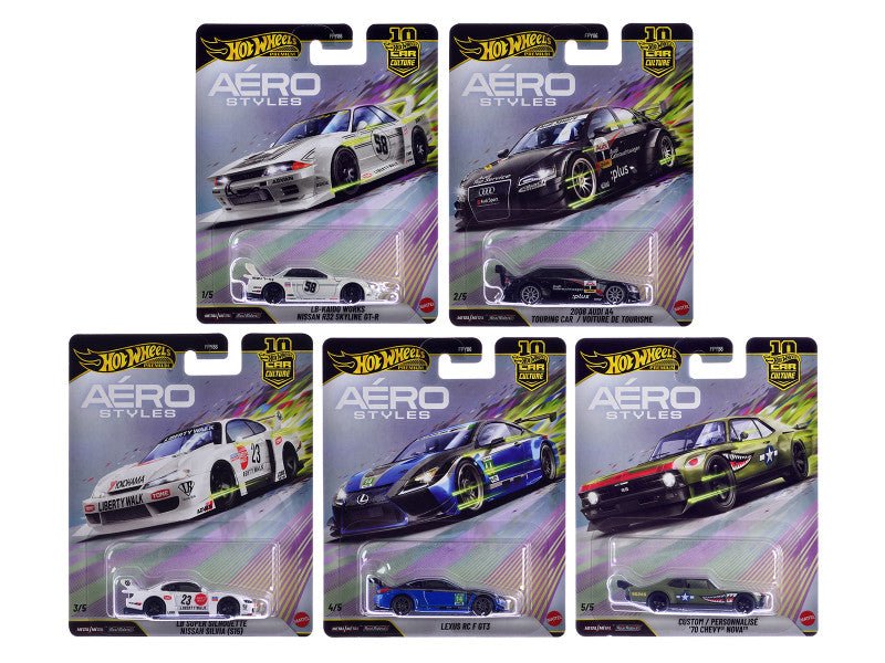 "Aero Styles" 5 piece Set "Car Culture 10th Anniversary" 2026 Series U Diecast Model Cars by Hot Wheels-Hotwheels-ModelCars.com