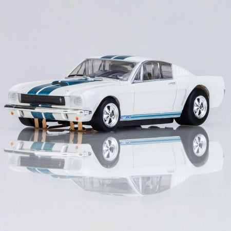 AFX Racing HO 1965 Ford Shelby GT350 Mega G+ Slot Car, White & Blue-AFX Racing-ModelCars.com