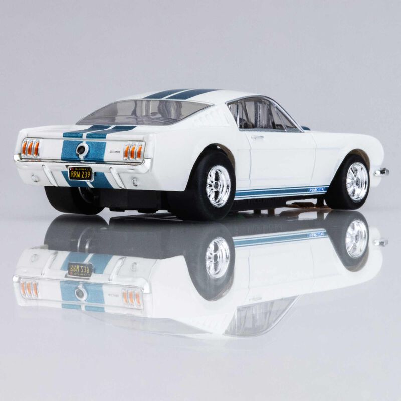 AFX Racing HO 1965 Ford Shelby GT350 Mega G+ Slot Car, White & Blue-AFX Racing-ModelCars.com