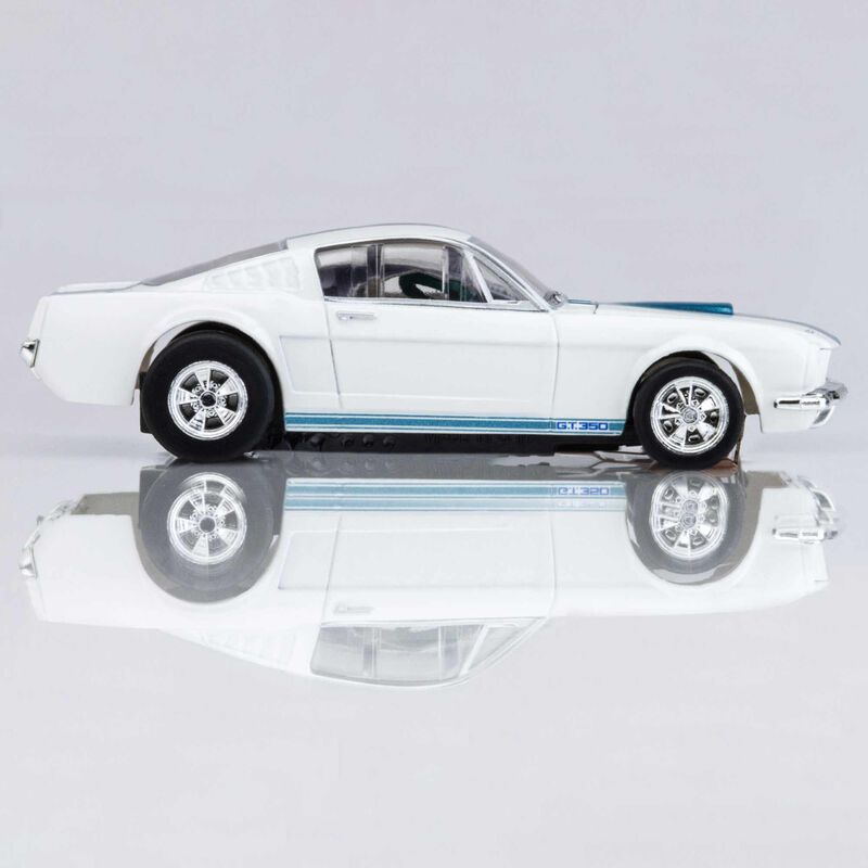 AFX Racing HO 1965 Ford Shelby GT350 Mega G+ Slot Car, White & Blue-AFX Racing-ModelCars.com