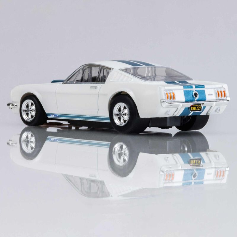 AFX Racing HO 1965 Ford Shelby GT350 Mega G+ Slot Car, White & Blue-AFX Racing-ModelCars.com