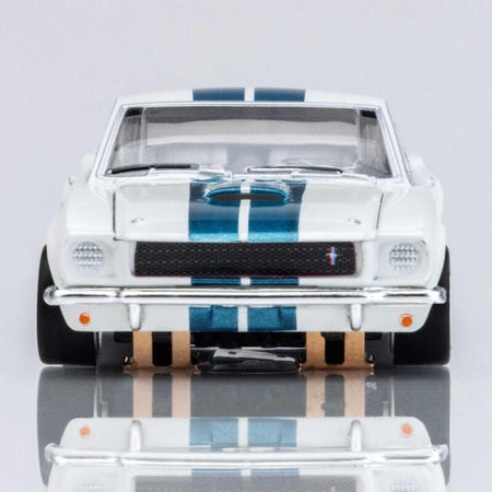 AFX Racing HO 1965 Ford Shelby GT350 Mega G+ Slot Car, White & Blue-AFX Racing-ModelCars.com