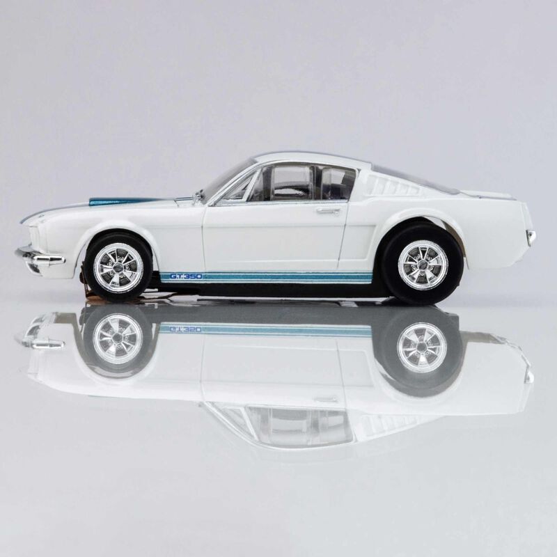 AFX Racing HO 1965 Ford Shelby GT350 Mega G+ Slot Car, White & Blue-AFX Racing-ModelCars.com