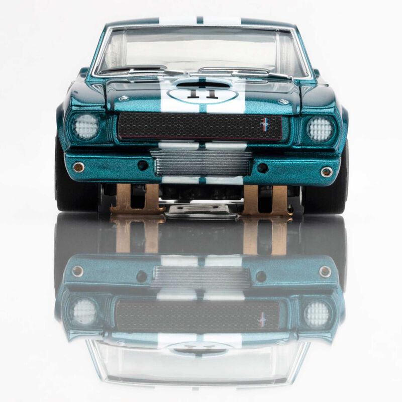 AFX Racing HO 1965 Shelby GT350R Donohue Mega G+ Slot Car, White & Blue-AFX Racing-ModelCars.com