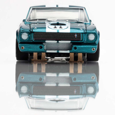 AFX Racing HO 1965 Shelby GT350R Donohue Mega G+ Slot Car, White & Blue-AFX Racing-ModelCars.com
