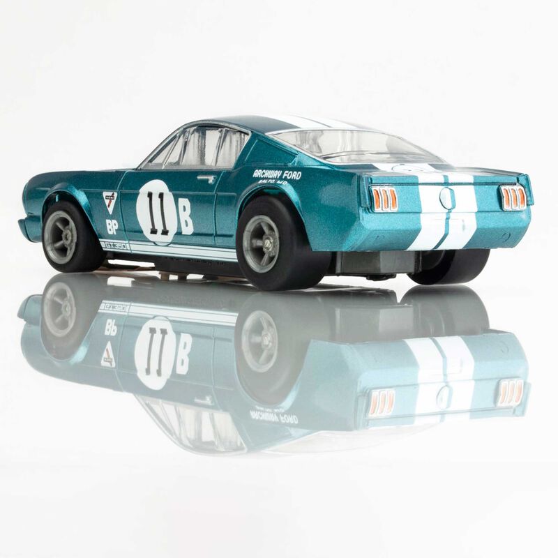 AFX Racing HO 1965 Shelby GT350R Donohue Mega G+ Slot Car, White & Blue-AFX Racing-ModelCars.com
