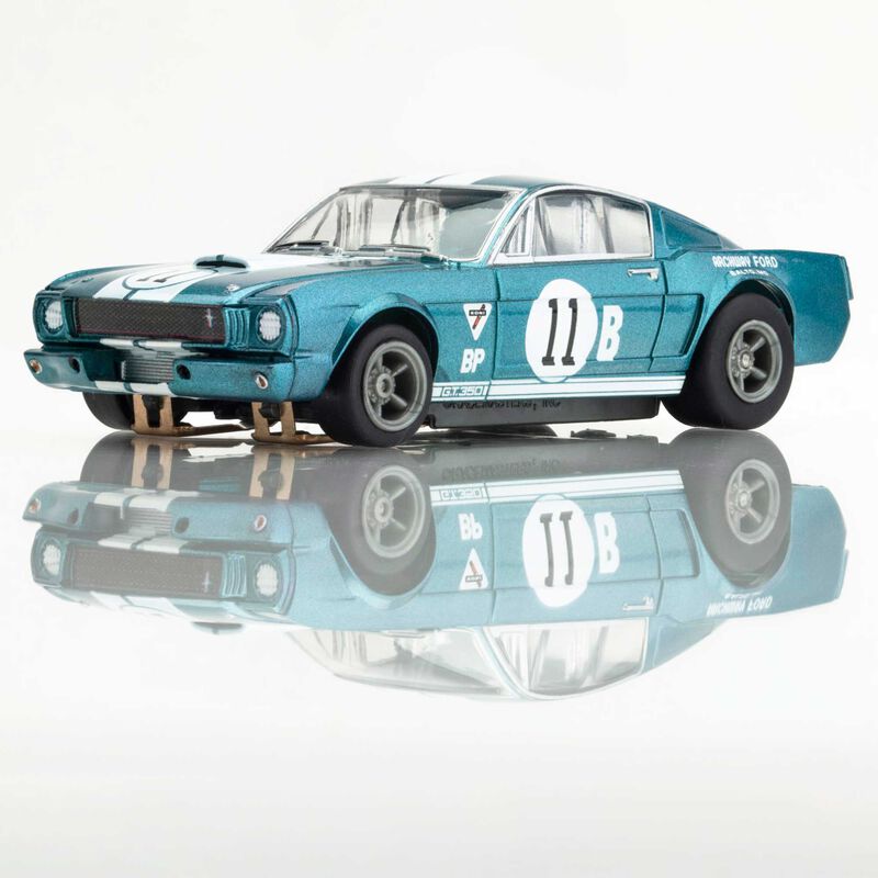 AFX Racing HO 1965 Shelby GT350R Donohue Mega G+ Slot Car, White & Blue-AFX Racing-ModelCars.com