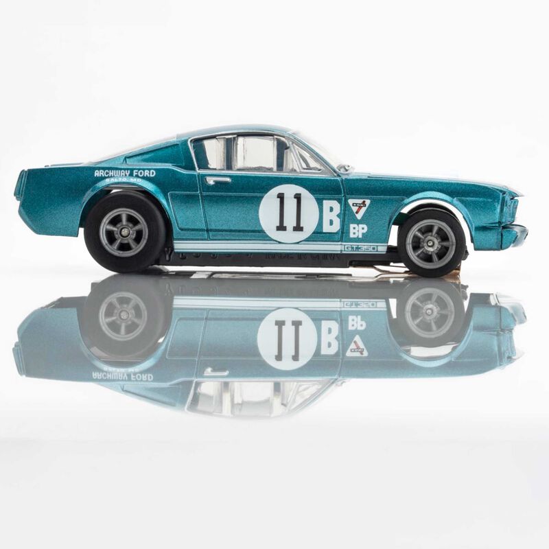 AFX Racing HO 1965 Shelby GT350R Donohue Mega G+ Slot Car, White & Blue-AFX Racing-ModelCars.com