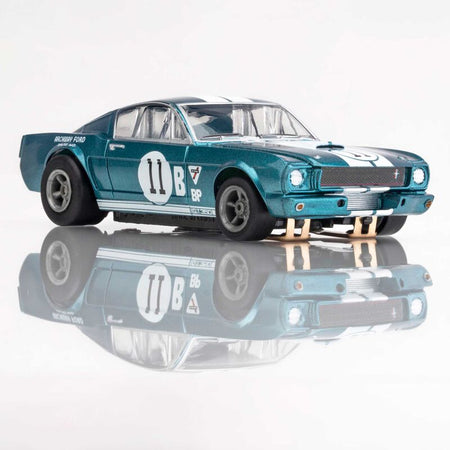 AFX Racing HO 1965 Shelby GT350R Donohue Mega G+ Slot Car, White & Blue-AFX Racing-ModelCars.com
