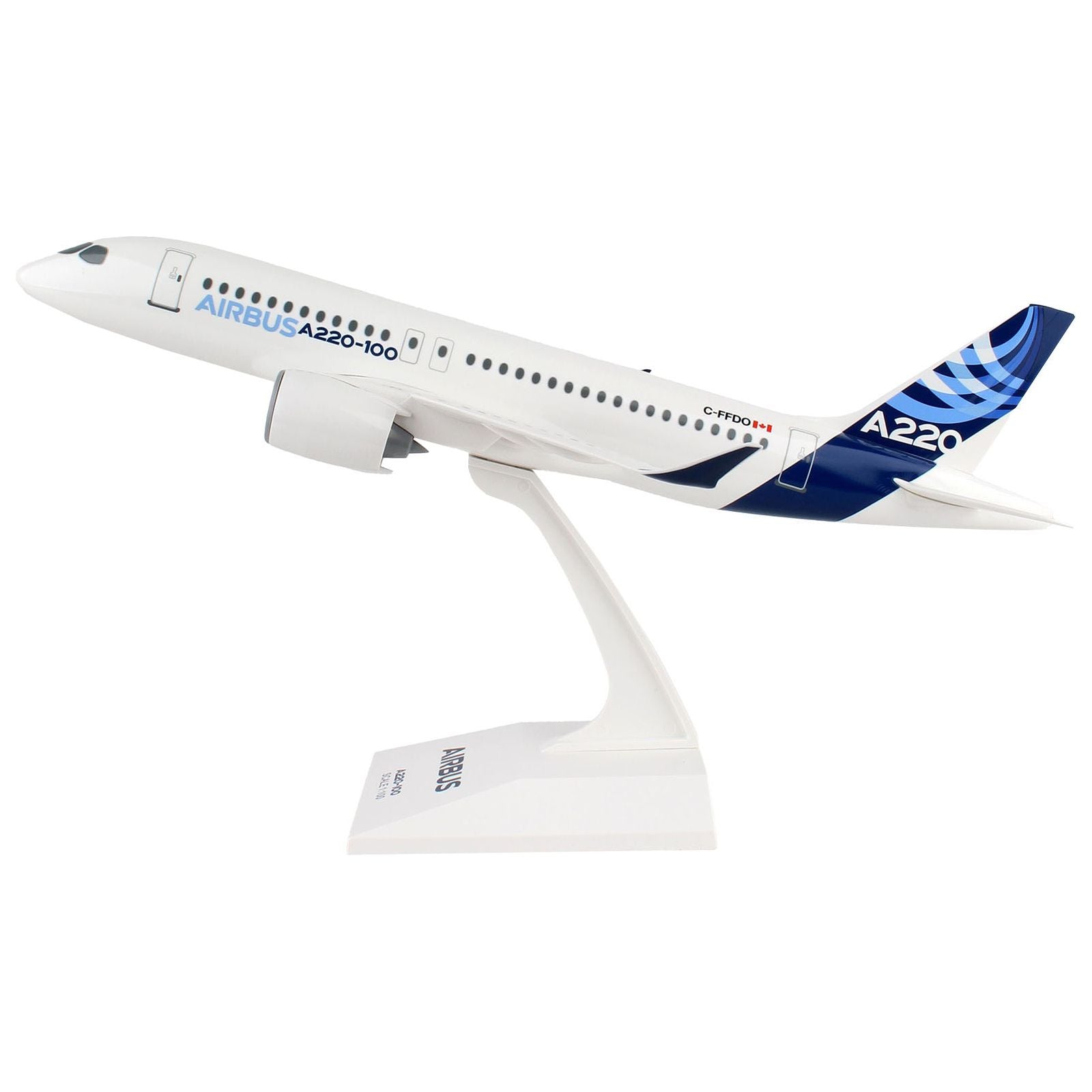 Airbus A220 - 100 Commercial Aircraft "Airbus Corporate Livery" (C - FFDO) White with Blue Tail (Snap - Fit) 1/100 Plastic Model by Skymarks - Skymarks - ModelCars.com