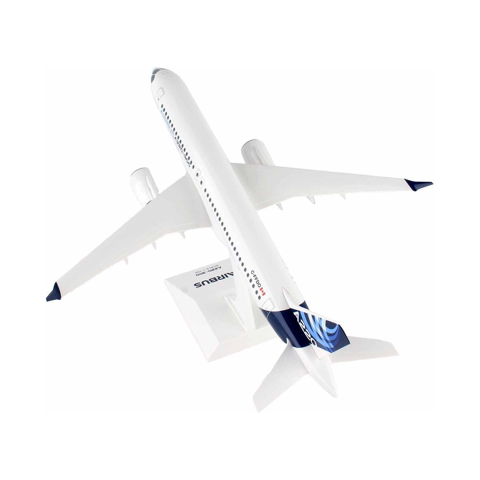 Airbus A220 - 300 Commercial Aircraft "Airbus" (C - FFDO) White with Blue Tail (Snap - Fit) 1/100 Plastic Model by Skymarks - Skymarks - ModelCars.com