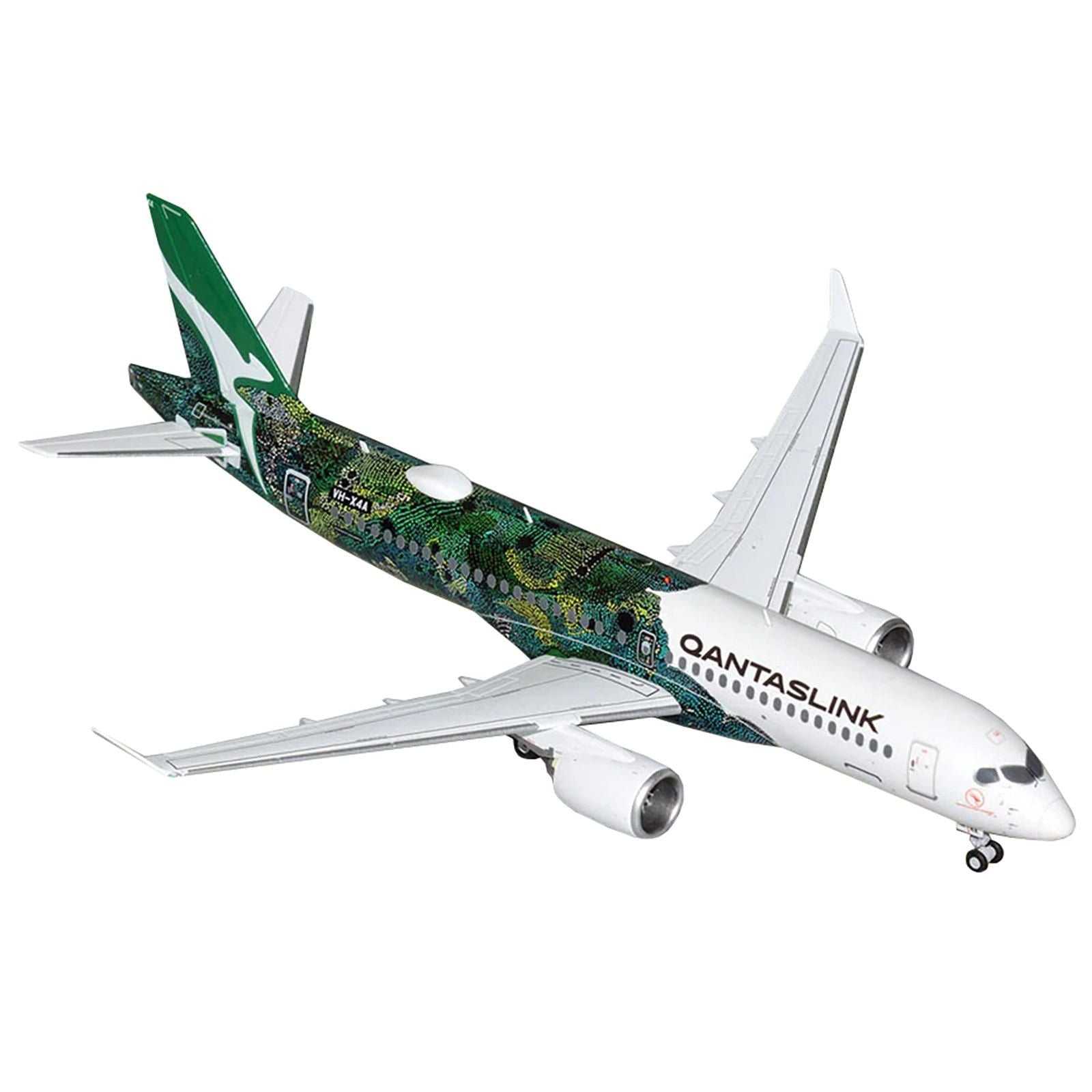 Airbus A220 - 300 Commercial Aircraft "QantasLink - Minyma Kutjara Tjukurpa Livery" (N531PA) White with Green Graphics "Gemini 200" Series 1/200 Diecast Model Airplane by GeminiJets - GeminiJets - ModelCars.com