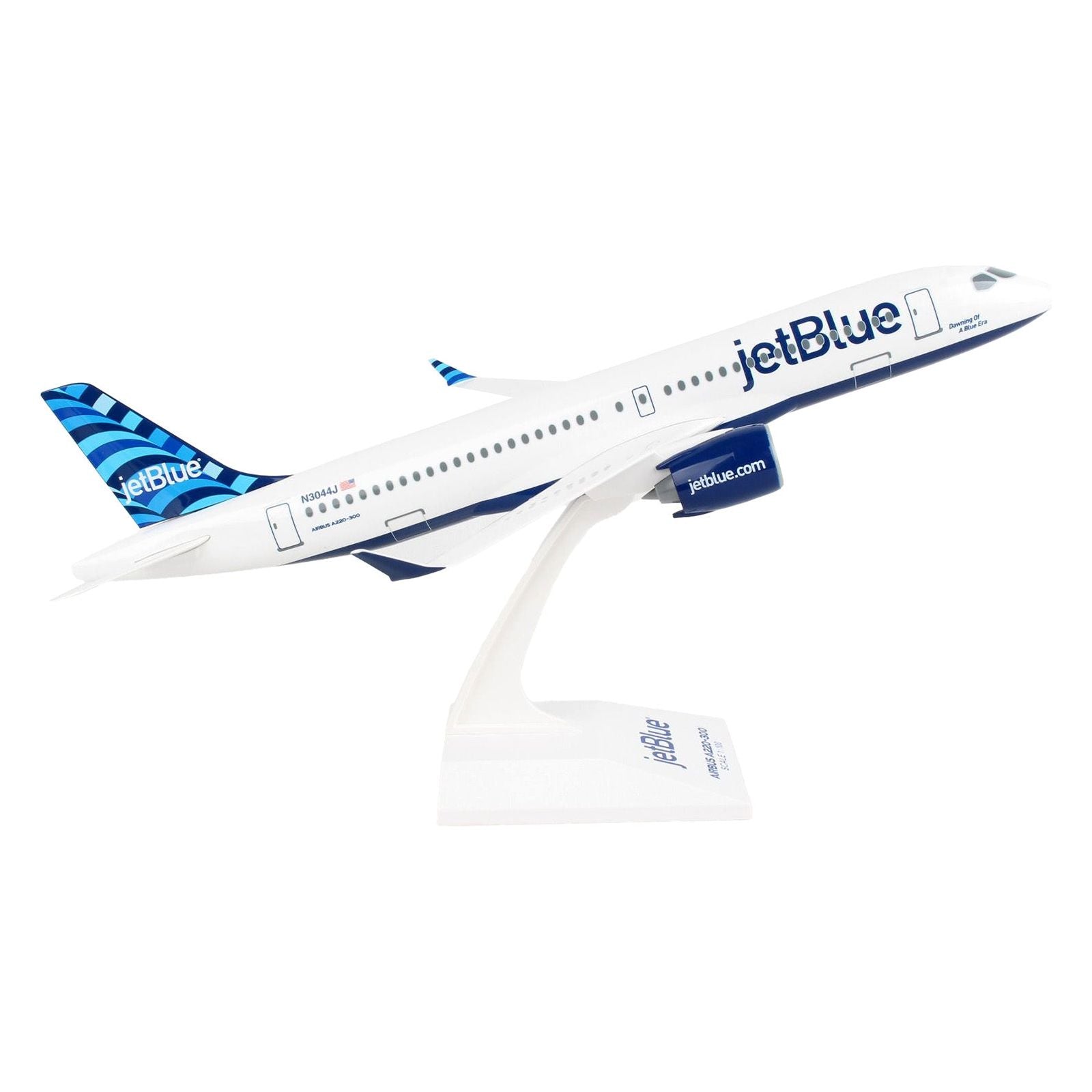 Airbus A220 - 300 Commercial Aircraft with Landing Gear "JetBlue Airways" (N3044J) White with Blue Tail (Snap - Fit) 1/100 Plastic Model by Skymarks - Skymarks - ModelCars.com