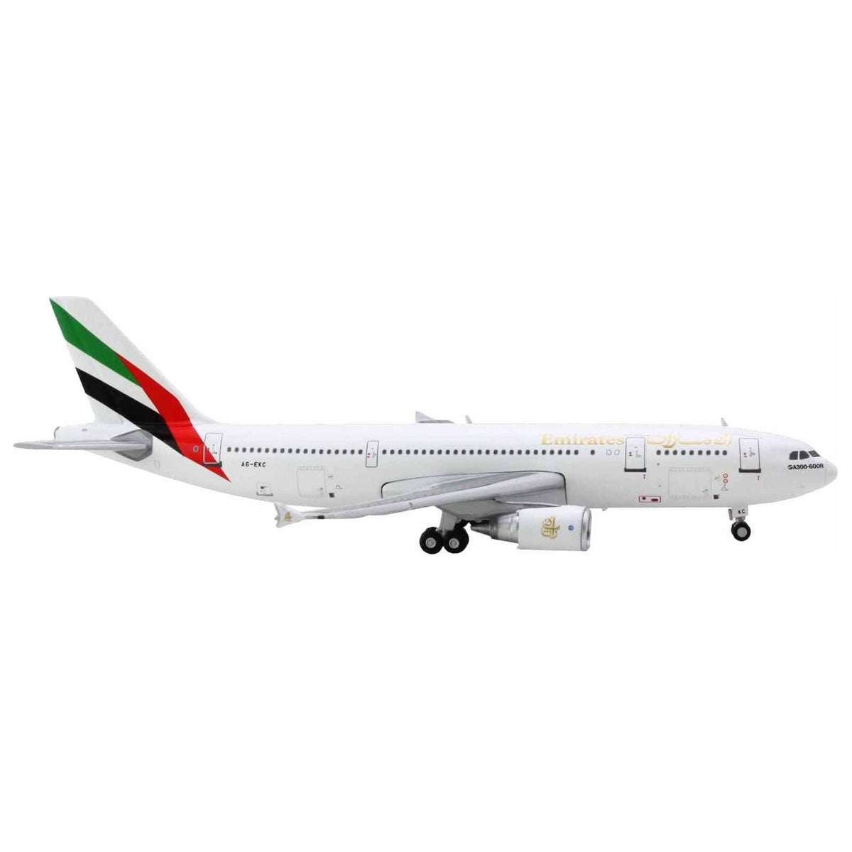 Airbus A300-600R Commercial Aircraft "Emirates Airlines" (A6-EKC) White with Striped Tail 1/400 Diecast Model Airplane by GeminiJets-GeminiJets-ModelCars.com