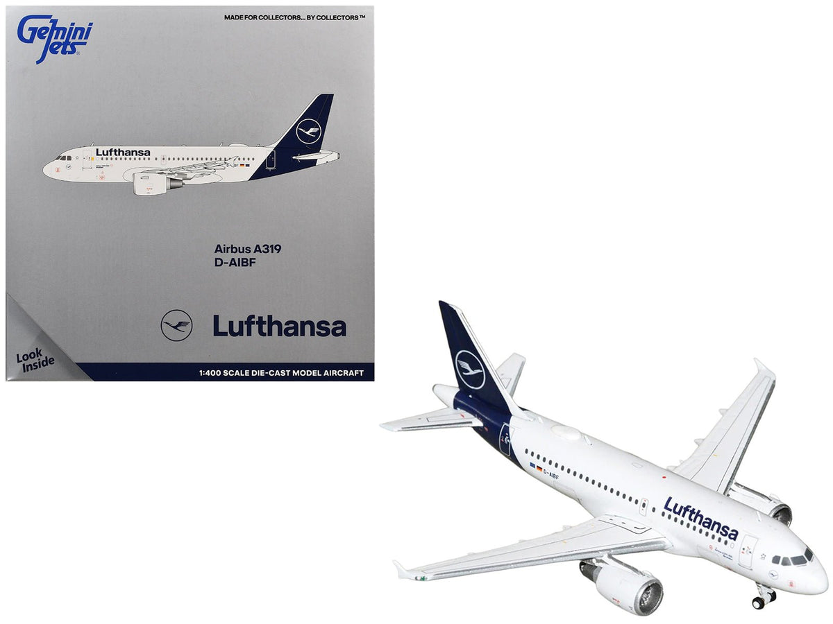 Airbus A319-100 Commercial Aircraft "Lufthansa" (D-AIBF) White with Dark Blue Tail 1/400 Diecast Model Airplane by GeminiJets-GeminiJets-ModelCars.com