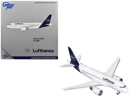 Airbus A319-100 Commercial Aircraft "Lufthansa" (D-AIBF) White with Dark Blue Tail 1/400 Diecast Model Airplane by GeminiJets-GeminiJets-ModelCars.com