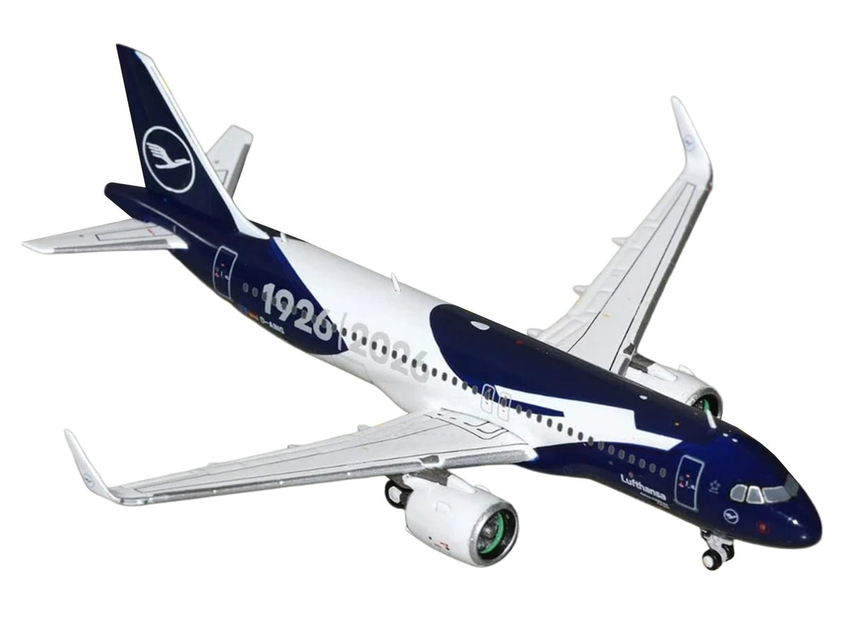 Airbus A320neo Commercial Aircraft "Lufthansa 100th Anniversary" (D-AING) White and Dark Blue 1/400 Diecast Model Airplane by GeminiJets-GeminiJets-ModelCars.com