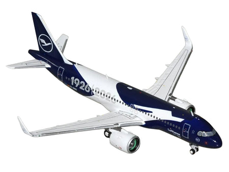 Airbus A320neo Commercial Aircraft "Lufthansa 100th Anniversary" (D-AING) White and Dark Blue 1/400 Diecast Model Airplane by GeminiJets-GeminiJets-ModelCars.com