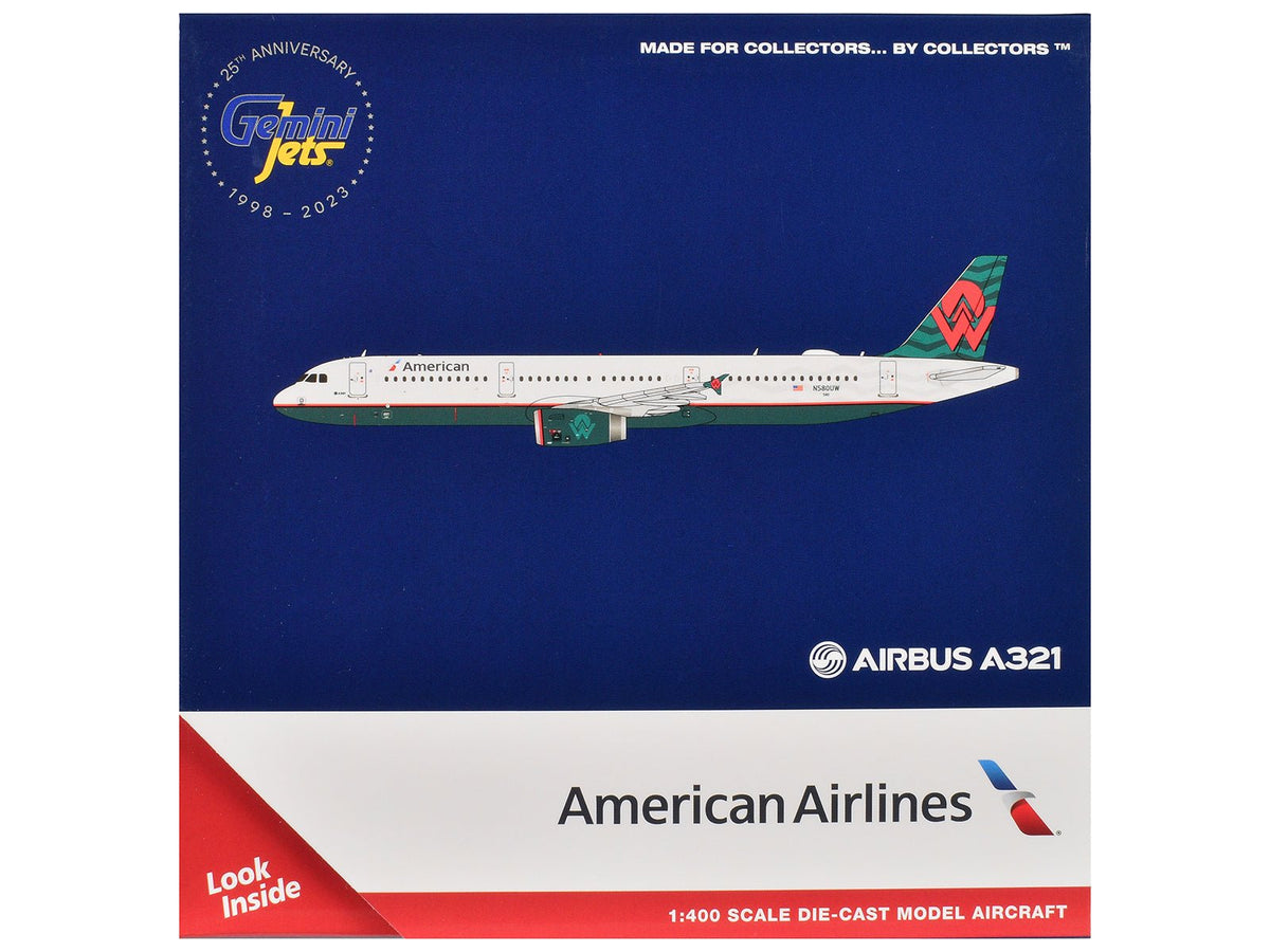 Airbus A321 Commercial Aircraft "American Airlines - America West Heritage Jet" (N580UW) White with Tail Graphics 1/400 Diecast Model Airplane by GeminiJets-GeminiJets-ModelCars.com