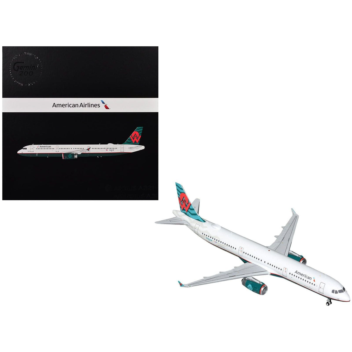 Airbus A321 Commercial Aircraft "American Airlines - America West Heritage Livery" (N580UW) White with Tail Graphics "Gemini 200" Series 1/200 Diecast Model Airplane by GeminiJets-GeminiJets-ModelCars.com