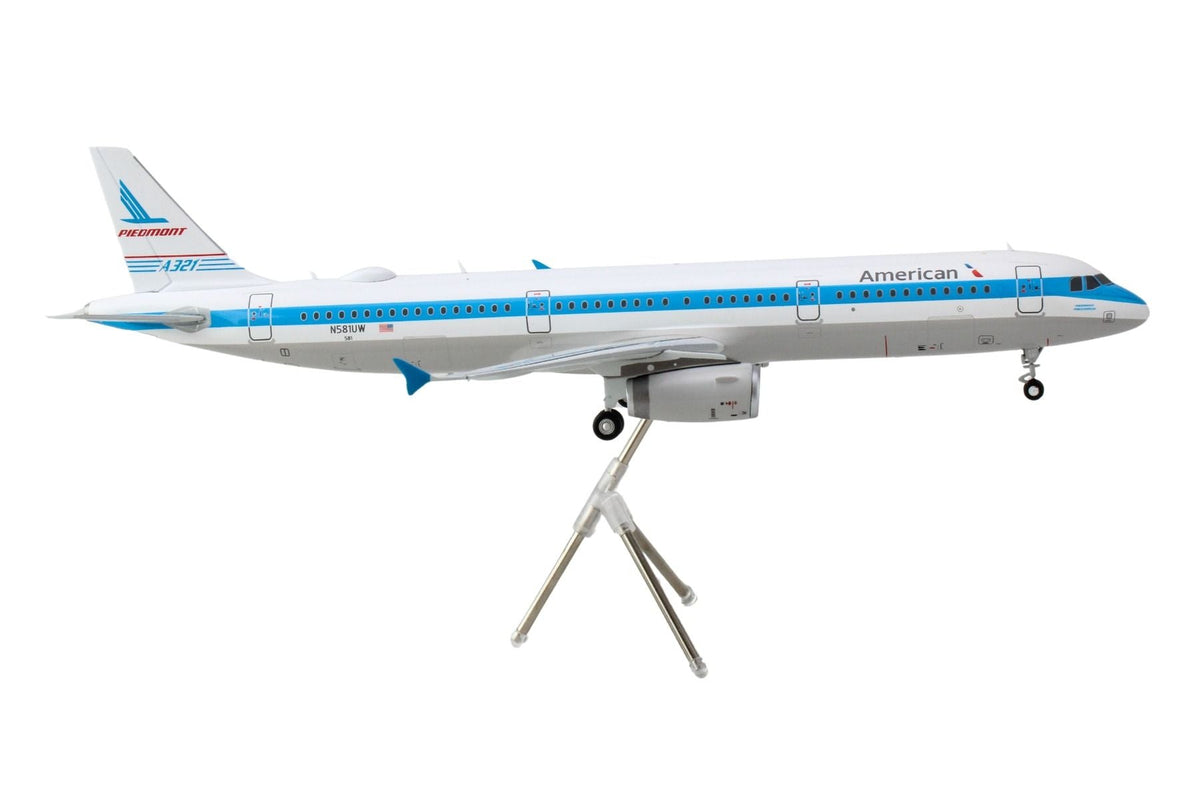 Airbus A321 Commercial Aircraft "American Airlines - Piedmont" (N581UW) White with Blue Stripes "Gemini 200" Series 1/200 Diecast Model Airplane by GeminiJets-GeminiJets-ModelCars.com