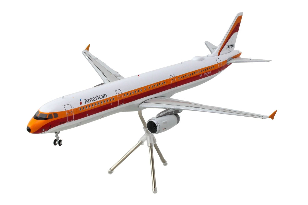 Airbus A321 Commercial Aircraft "American Airlines - PSA" (N582UW) White with Red and Orange Stripes "Gemini 200" Series 1/200 Diecast Model Airplane by GeminiJets-GeminiJets-ModelCars.com
