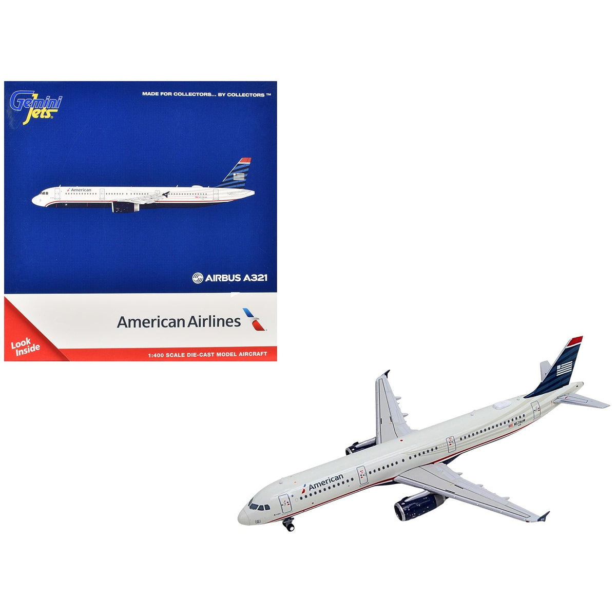Airbus A321 Commercial Aircraft "American Airlines - US Airways Heritage Jet" (N578UW) White with Blue Tail 1/400 Diecast Model Airplane by GeminiJets-GeminiJets-ModelCars.com