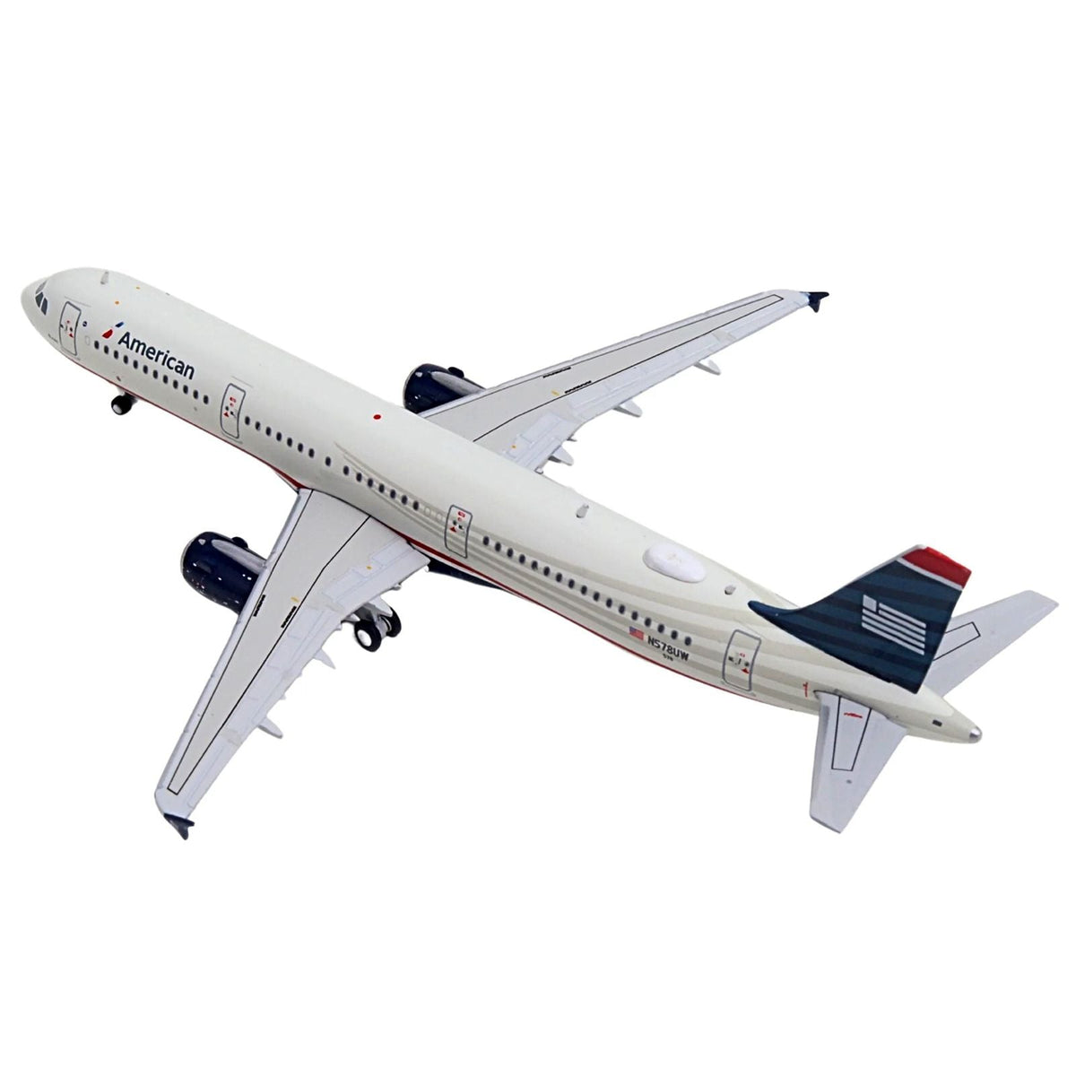 Airbus A321 Commercial Aircraft "American Airlines - US Airways Heritage Jet" (N578UW) White with Blue Tail 1/400 Diecast Model Airplane by GeminiJets-GeminiJets-ModelCars.com