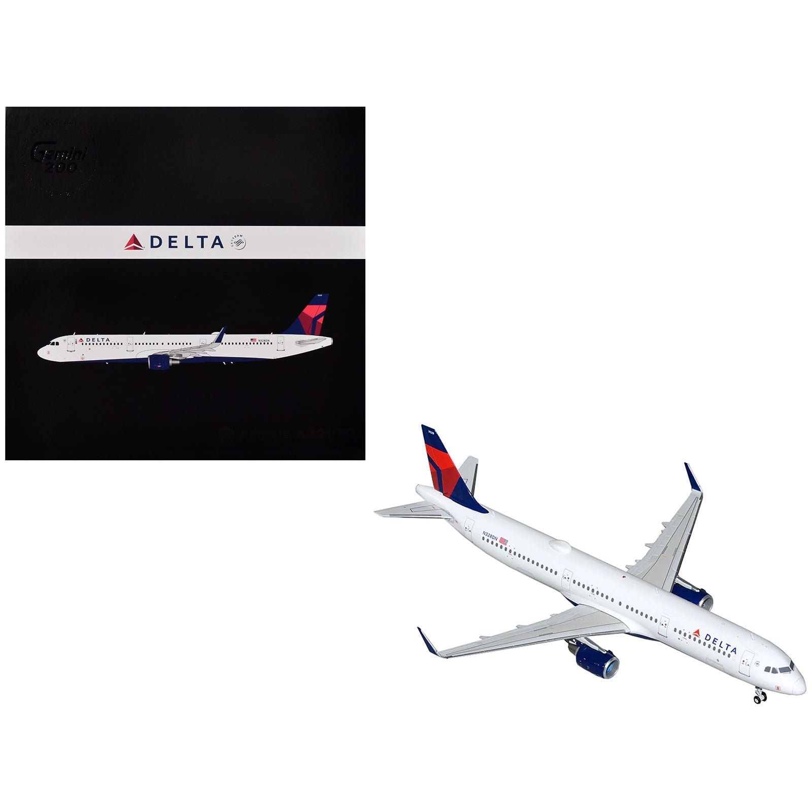 Airbus A321 Commercial Aircraft "Delta Air Lines" (N328DN) White with Blue and Red Tail "Gemini 200" Series 1/200 Diecast Model Airplane by GeminiJets - GeminiJets - ModelCars.com