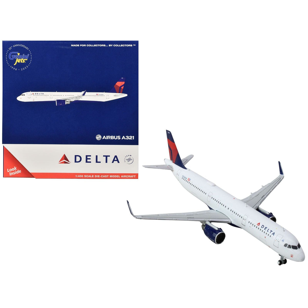 Airbus A321 Commercial Aircraft "Delta Air Lines" (N328DN) White with Red and Blue Tail 1/400 Diecast Model Airplane by GeminiJets-GeminiJets-ModelCars.com