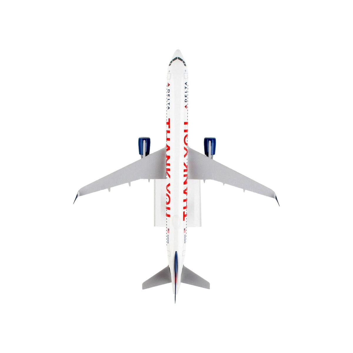 Airbus A321 Commercial Aircraft "Delta Air Lines - Thank You" (N391DN) White with Red and Blue Tail (Snap - Fit) 1/150 Plastic Model by Skymarks - Skymarks - ModelCars.com
