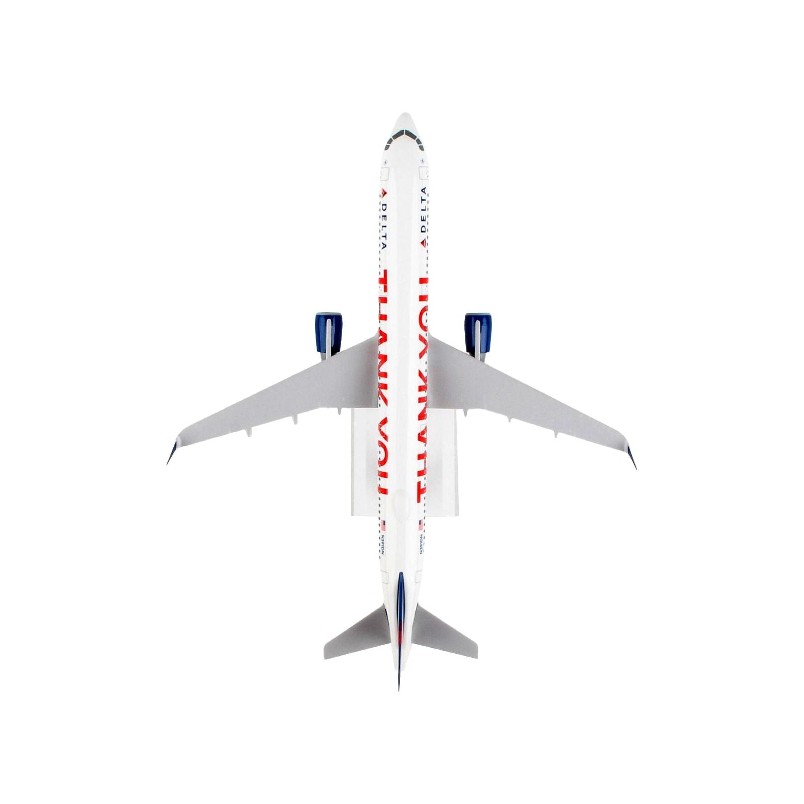 Airbus A321 Commercial Aircraft "Delta Air Lines - Thank You" (N391DN) White with Red and Blue Tail (Snap - Fit) 1/150 Plastic Model by Skymarks - Skymarks - ModelCars.com
