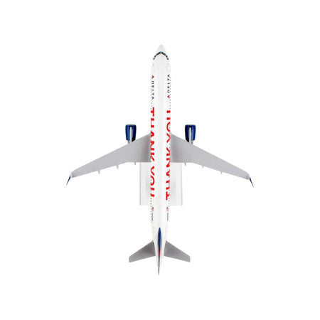 Airbus A321 Commercial Aircraft "Delta Air Lines - Thank You" (N391DN) White with Red and Blue Tail (Snap - Fit) 1/150 Plastic Model by Skymarks - Skymarks - ModelCars.com