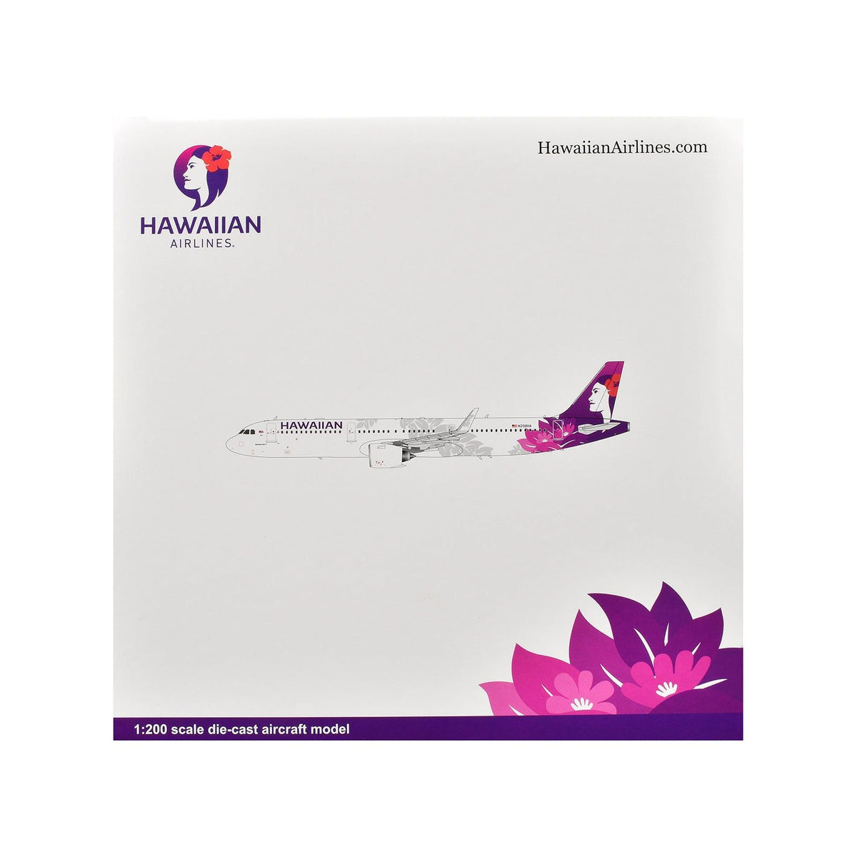 Airbus A321neo Commercial Aircraft "Hawaiian Airlines" (N208HA) White with Tail Graphics "Gemini 200" Series 1/200 Diecast Model Airplane by GeminiJets-GeminiJets-ModelCars.com