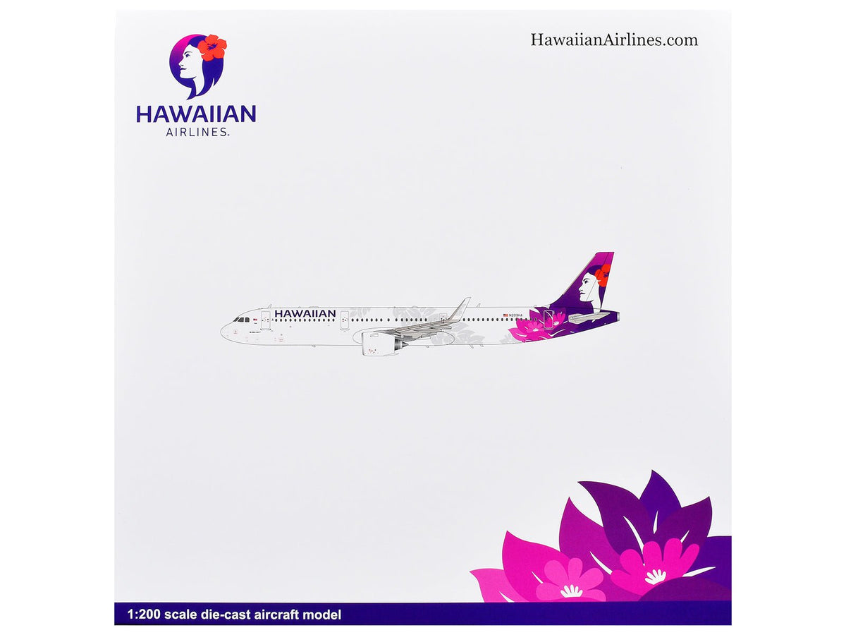 Airbus A321neo Commercial Aircraft "Hawaiian Airlines" (N209HA) White with Purple Tail and Graphics "Gemini 200" Series 1/200 Diecast Model Airplane by GeminiJets-GeminiJets-ModelCars.com