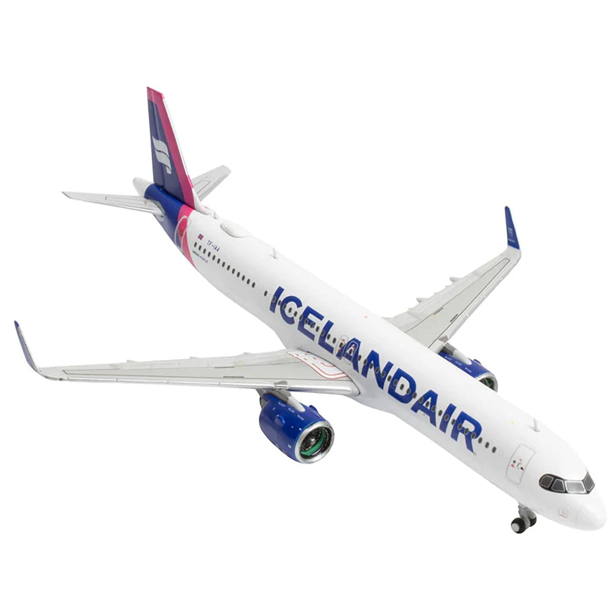 Airbus A321neo Commercial Aircraft "Icelandair" (TF-IAA) White with Blue and Pink Tail 1/400 Diecast Model Airplane by GeminiJets-GeminiJets-ModelCars.com
